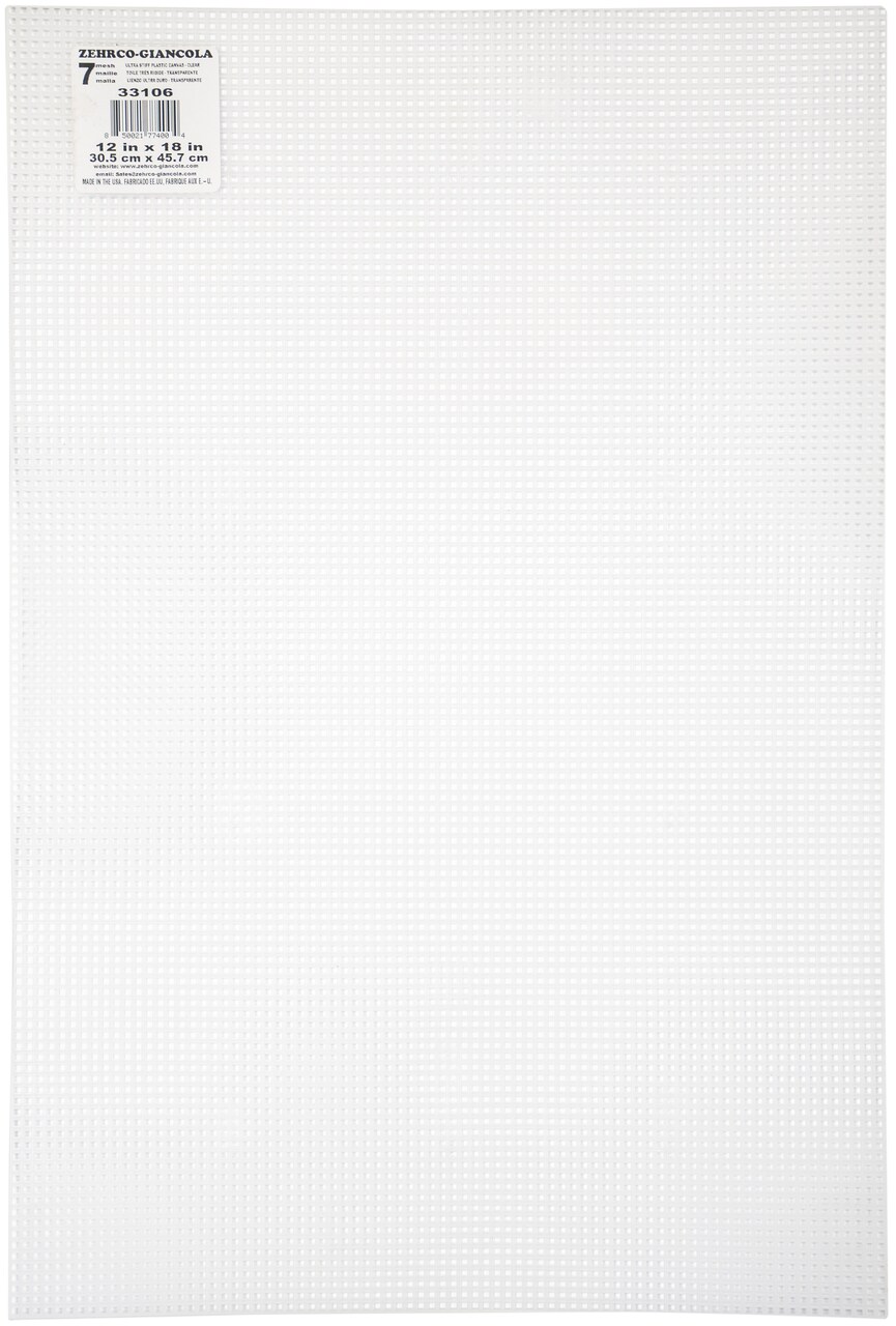 Zehrco-Giancola Ultra Stiff 7-Count Plastic Canvas - Clear, One 12" x 18" Sheet
